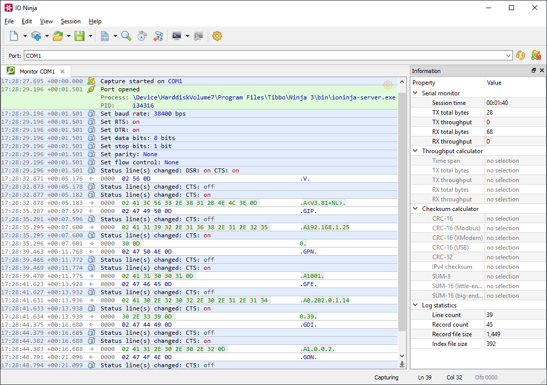 Serial Monitor Serial Port Monitor Serial Sniffer IO Ninja